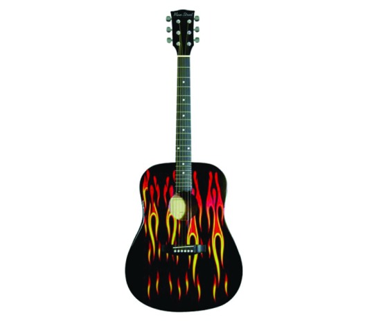Ms Drd Acou Sp Top Guit Blk W Flames MAFL