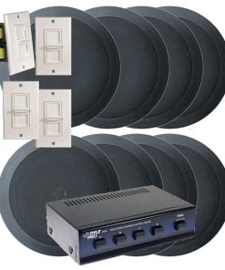 4 Room In-Ceiling Home Speaker System w/4 Volume Controls Knob (Black) KTHSP85BK