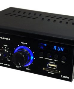Mini 2x40 Watt Stereo Power Amplifier with USB/SD Card Readers, AUX/CD Inputs & LED Display RBPCAU25A