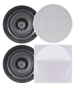 8.0'' In-Wall / In-Ceiling Dual Stereo Speakers, 250 Watt, 2-Way, Flush Mount, White PDIC86