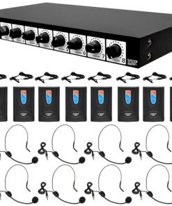 8 Channel Wireless Microphone System - Rack Mountable with 8 Clip-On Lavalier Mics & 8 Headsets PDWM8900