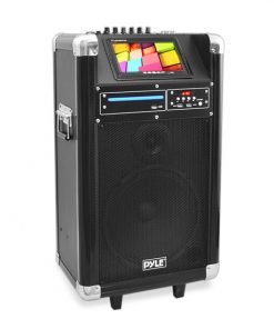 Karaoke Vibe Portable Bluetooth Multimedia PA System with Built-in Rechargeable Battery, Wireless Microphone, 7” Display Screen, 10” Subwoofer, 400 Watt PKRK10