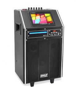 Karaoke Vibe Bluetooth Multimedia PA System with 8'' Woofer, 3'' Tweeter, 7'' Screen, DVD Player, VHF Wireless Microphone, 300 Watt PKRK8