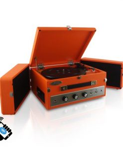 Retro Vintage Classic Style Bluetooth Turntable Record Player with Vinyl-to-MP3 Recording (Orange) PLTT82BTOR