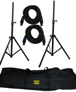 Heavy-Duty Aluminum Anodizing Dual Speaker Stand & 21FT Speakon Cable Kit PMDK101