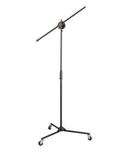 Universal Rolling Wheels Tripod Microphone Stand - Adjustable Height & Extendable PMKS22