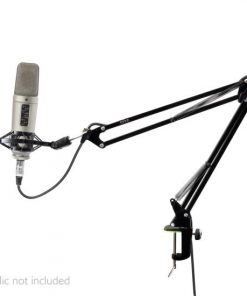 Suspension Microphone Boom Stand - Studio Scissor Arm Mic Mount Holder with Shock Mount Clip (Table Clamp Style) PMKSH01