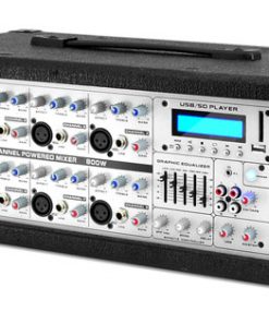 8-Channel 800 Watt Powered Mixer, AUX (3.5mm) Input, SD Memory Card & USB Flash Drive Readers, LCD Display, Headphone Jack PMX802M