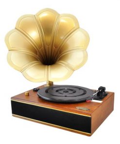 Vintage Classic Style Bluetooth Turntable Gramophone Phonograph Vinyl Record Player with Vinyl-to-MP3 Recording PNGTT12RBT