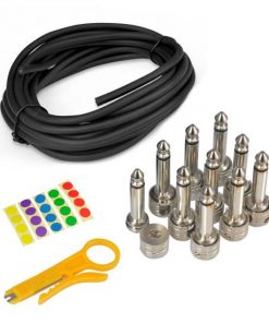 Pro Audio Pedal Board Patch Cables, Universal D.I.Y. Custom Cut 10' Ft. Wire Kit, 10 Piece PSCBLKIT22