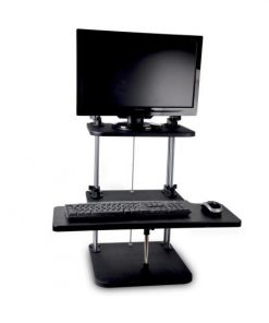 Siting/Standing Adjustable Workstation - Universal Computer/Laptop Desk Stand (2 Adjustable Shelf Trays) PSTNDDSK36