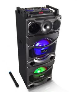 Bluetooth PA Loudspeaker Karaoke Entertainment System, Active Powered Speaker, Flashing DJ Party Lights, MP3/USB/SD, FM Radio, Wireless Mic PSUFM1038BT