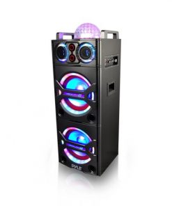 Bluetooth PA Loudspeaker Karaoke Entertainment System, Active Powered Speaker, Flashing DJ Party Lights, MP3/USB/SD, FM Radio, Wireless Mic PSUFM1043BT