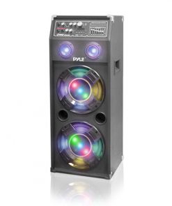 1000 Watt Disco Jam 2-Way Powered Speaker System with Flashing DJ Lights, USB/SD Card Readers, FM Radio, 3.5mm AUX Input, USB Charge Port & Graphic EQ PSUFM1045A