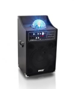 1000 Watt Peak / 500 Watt RMS Disco Jam Powered Two-Way PA Speaker System with USB/SD Readers, FM Radio, 3.5 mm AUX Input, Microphone Inputs and Flashing DJ Lights PSUFM1230A