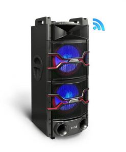 Bluetooth PA Loudspeaker Karaoke Entertainment System, Active Powered Speaker, Flashing DJ Party Lights, Microphone Recording, MP3/USB/SD, FM Radio, Wireless Mic PSUFM1235BT