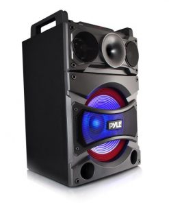Bluetooth PA Loudspeaker Karaoke Entertainment System, Active Powered Speaker, Flashing DJ Party Lights, MP3/USB/SD, FM Radio, Wireless Mic PSUFM1238BT