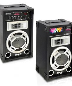 Dual 600 Watt Disco Jam Powered Two-Way PA Speaker System w/ USB/SD Readers, FM Radio, 3.5mm AUX Input  for iPod/MP3 Players PSUFM625