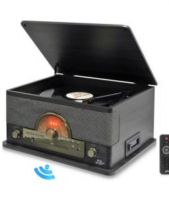 Vintage Retro Classic Style Bluetooth Turntable System with Vinyl/MP3 Recording Ability (Gray) PTCD56UBGR