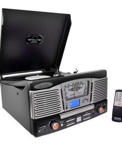 Retro Style Turntable With CD/Radio/USB/SD/MP3/WMA and Vinyl-to-MP3 Encoding (Black) RBPTCD8UB