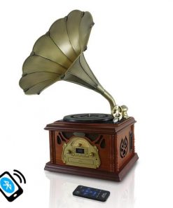 Retro Vintage Classic Style Bluetooth Turntable Phonograph Record Player, Vinyl-to-MP3 Recording, AM/FM Radio, CD & Cassette Tape Players PTCDCS32BT