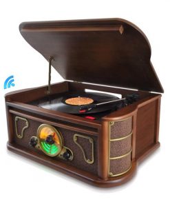 Bluetooth Classic Vintage Style Turntable Speaker System, Vinyl-to-MP3 Recording, CD Player, MP3/USB/SD Readers, AM/FM Radio PTCDS8UBT