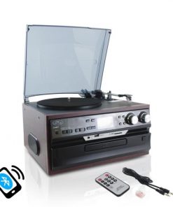 Vintage Classic Style Bluetooth Turntable Vinyl Record Player with Vinyl-to-MP3 Recording PTTCDS72UBT