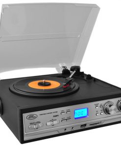Classic Retro Style Turntable - Plays AM/FM Radio, Cassettes & MP3s - USB/SD Direct Record Function & Aux Input For iPod/MP3 Players PTTCS9U