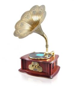 Vintage Retro Classic Style Bluetooth Turntable Phonograph Speaker System with MP3 Recording Ability PUNPCD65BT