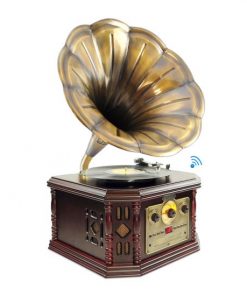 Vintage Bluetooth Turntable System, Gramophone/Phonograph Style with CD, Cassette, AM/FM Radio, Vinyl-to-USB Computer Recording Ability PVNP48BCD