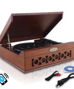 Vintage Classic-Style Bluetooth Turntable Vinyl Record Player with Vinyl-to-MP3 Recording PVNTT6UMRBT