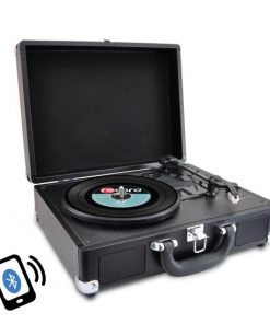 Bluetooth Classic Vinyl Record Player Turntable with Vinyl to MP3 Recording, Aux Input, RCA Output, Built-in Rechargeable Battery & Speakers PVTTBT6BK