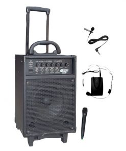 300 Watt Dual Channel Wireless Rechageable Portable PA System With Handheld Mic and Lavalier/Headset Mic RBPWMA370