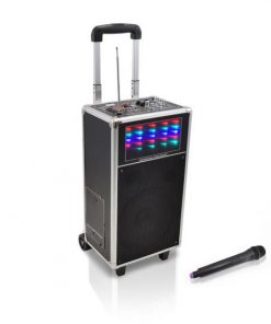 Portable PA Speaker System with Flashing DJ Lights, Built-in Rechargeable Battery, MP3/USB/SD Readers, FM Radio, 400 Watt PWMA850UFM