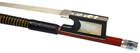 Pernambuco English Violin Bow:  Pernambuco English Frog Hand Selected Wood. Fully-lined Sterling Silver mounted, Lizard Grip, Pearl Inlay, Mongolian Horsehair and Octagon Stick. EMV-1