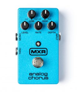 Dunlop MXR Analog Chorus Pedal: All analog, uses bucket brigade circuitry to create classically lush, liquid textures that you can't get with digital circuitry. Rate, Level, & Depth controls, as well as knobs for cutting high & low frequencies, allow ultimate tone control. Power: Dunlop ECB003 AC Adapter or One 9V battery. M234-1