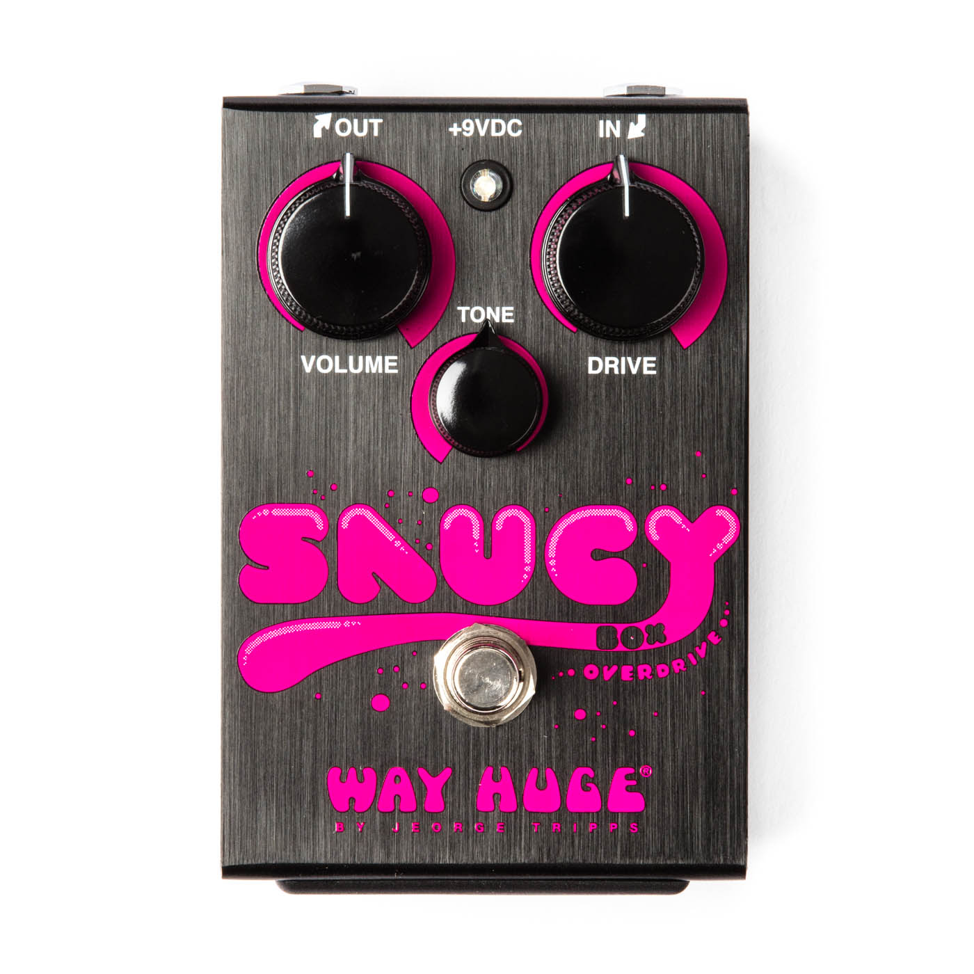 Dunlop Saucy Box Overdrive Pedal: Organic, amp-like overdrive tones. Balanced optimum ratio of clean & drive signals in a single Gain control. Passive tone circuit. WHE205-1