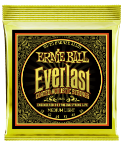 Everlast Medium Light Coated 80/20 Bronze Acoustic Guitar Strings - 12-54 Gauge