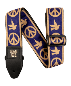 Ernie Ball Navy Blue and Beige Peace Love Dove Jacquard Strap