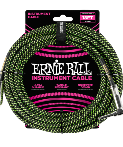 18' Braided Straight / Angle Instrument Cable - Black / Green