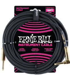 18' Braided Straight / Angle Instrument Cable - Black