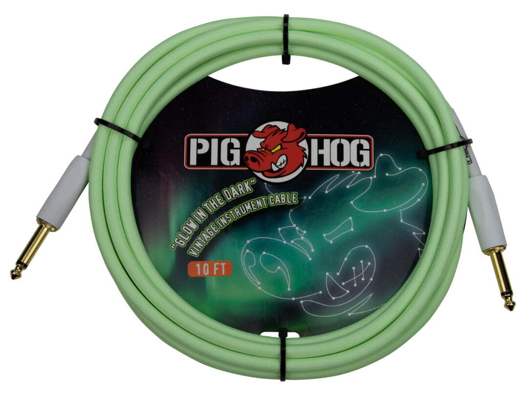 Pig Hog PCH10 Instrument Cable. 10' - Glow IN The Dark