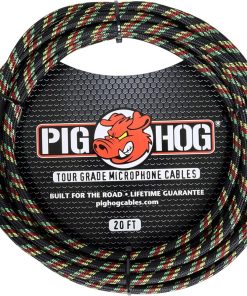 PIG HOG RASTA STRIPE  WOVEN MIC CABLE, 20FT XLR