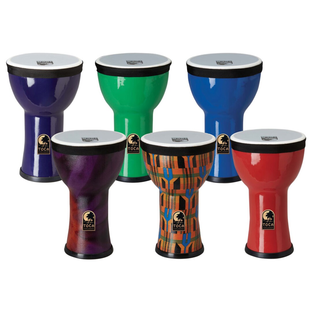 Toca Freestyle 2 Lightweight Doumbek, 6" Head, 10" Tall, PVC Construct - Kente Cloth