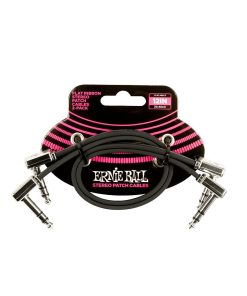 Ernie Ball P06405 Flat Ribbon Stereo Patch Cable 12in - Black - 2 Pack