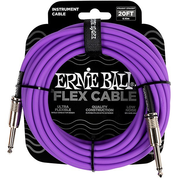 Ernie Ball Flex Straight to Straight Instrument Cable 20 ft. Purple