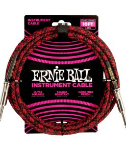 Braided Instrument Cable Straight/Straight 10ft - Red/Black
