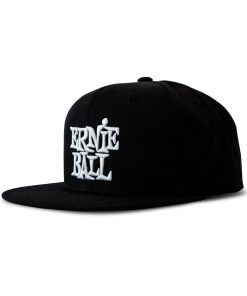 Black with White Stacked Ernie Ball Logo Hat