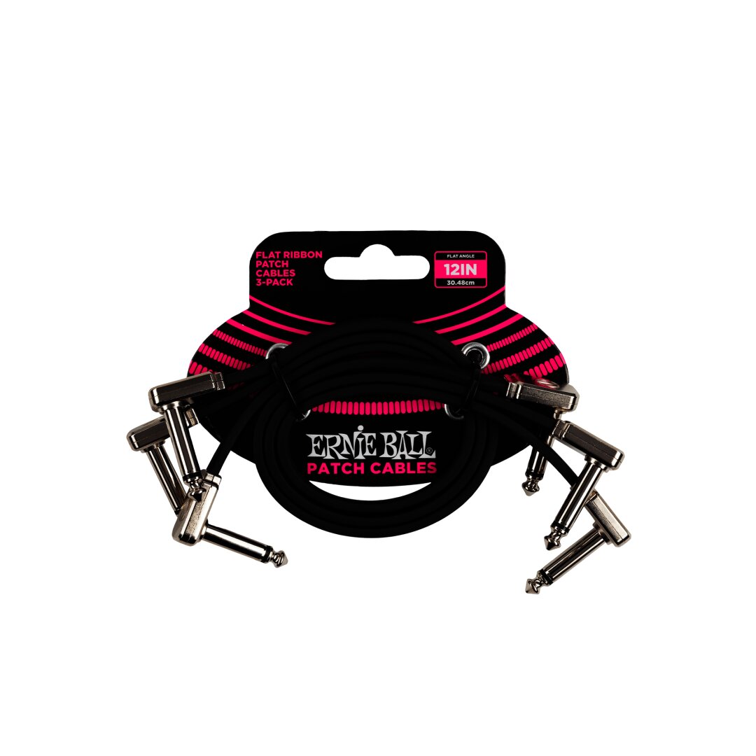 12" Flat Ribbon Patch Cable 3-Pack - Black