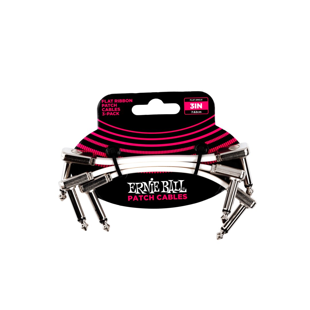 3" Flat Ribbon Patch Cable White 3 Pack - White